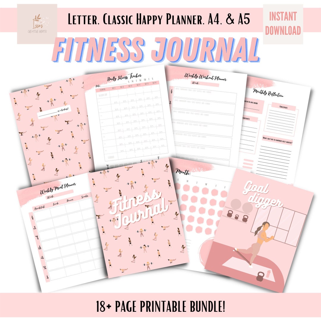 Fitness Journal, Fitness Planner, Workout Planner Fitness Journal ...