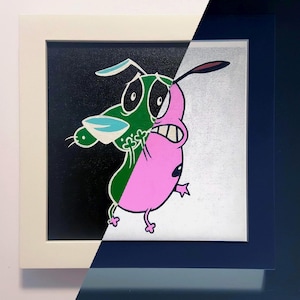 Courage Painting "Negative Courage" 8x8 FRAMED Courage the Cowardly Dog Cartoon Network