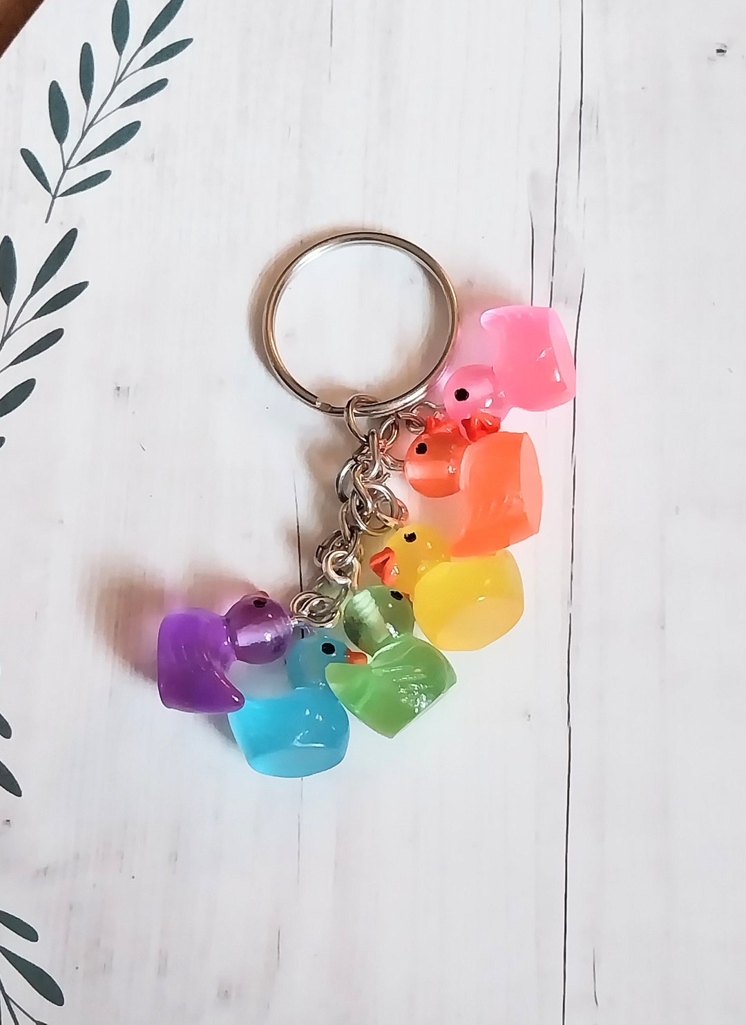 Mini Rainbow Duck Keychain Rubber Duck Keychain Duckie Etsy