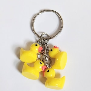 Yellow Duck keychain, rubber duck keychain, duckie keychain