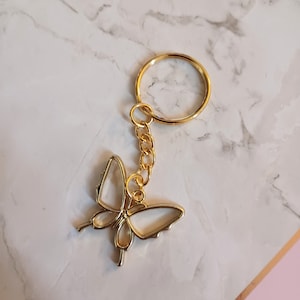Gold butterfly keychain