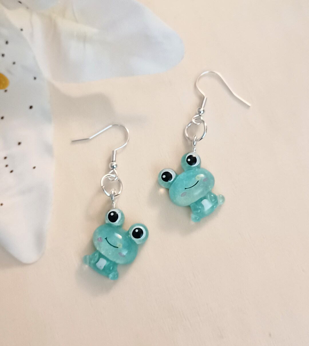 Kawaii Frog Dangling Earrings With Hypoallergenic Backs of - Etsy