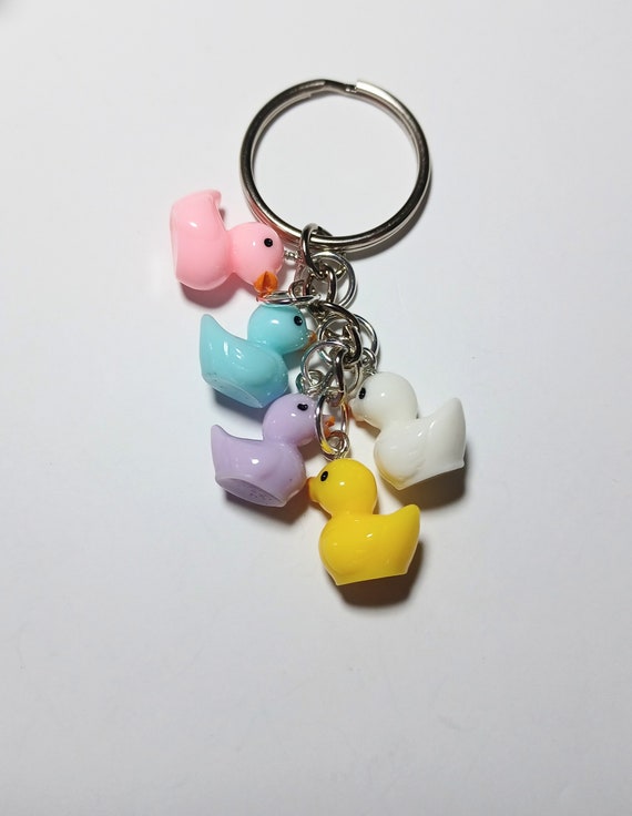 Duck keychain, rubber duck keychain, duckie keychain