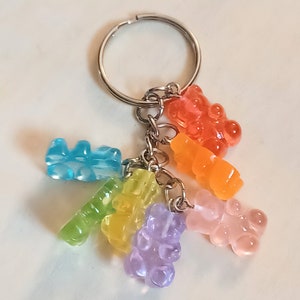Rainbow gummy bear keychain