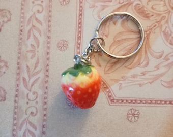 Bangle009 The Latest Women Fashion Strawberry Fruit Keychain Key Ring Bag Hanging Ornament Pendant 