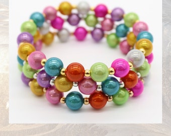 Miracle Beads Armband, Farbauswahl, 8 mm, 3D Acrylperlen, Geschenk für Frauen
