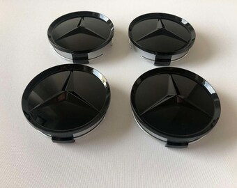 4 stuks (set) 75 mm-2,95 inch wielnaafdoppen voor MERCEDES Benz zwart glanzend