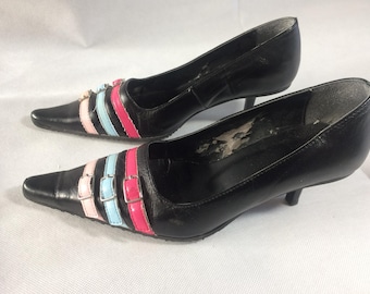 Escarpins Manolo Blahnik Tayler - Cuir Bleu, Talons Aiguilles, Taille 35 - Occasion En Bon état