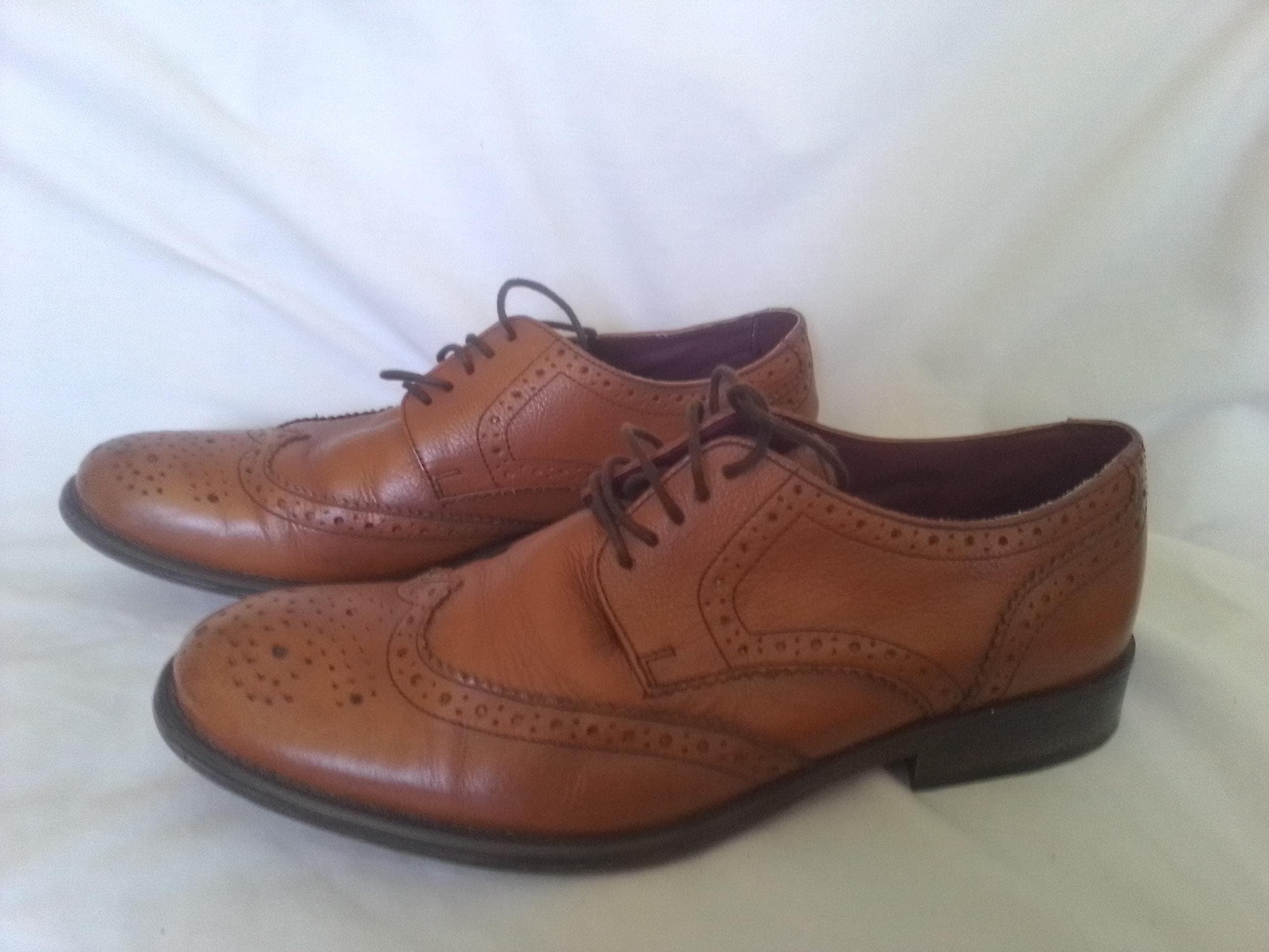 Van Lier Vienna leren veterschoenen met brogue cognac