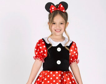 Costume de Minnie Mouse pour les filles, Costume de bébé Minnie Mouse, Costume de Minnie Mouse à pois, tenue d'anniversaire de Minnie Mouse pour les enfants.