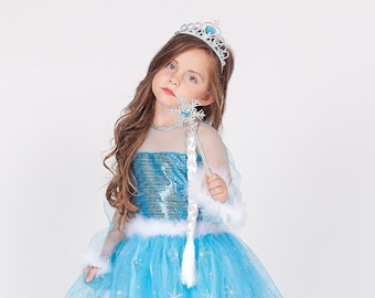 Elsa Inspired Sequin Christmas Dress, Handmade Tutu Costume