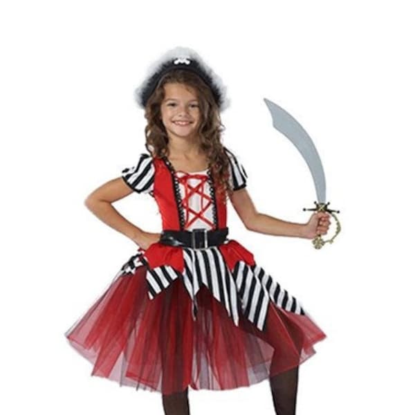 Robe de costume Tutu inspirée de fille pirate, costume de fête d'anniversaire de fille pirate, costume d'Halloween de fille pirate avec tutu.