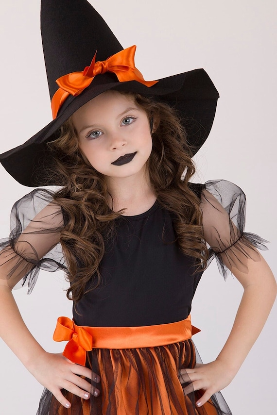 2022 Disfraz De Bruja Para Niñas Halloween Tutú Vestido De Rodilla Con
