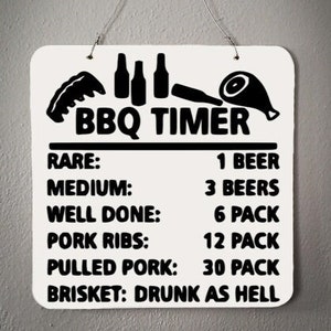 Brisket BBQ Timer - Grilling Sign - Funny BBQ Sign - Man Cave Sign ...