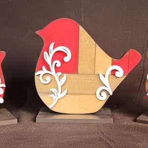 Bird Decor - Best Bird Lover Gift - Farmhouse Style Decor - Bird Shelf Sitter - Tiered Tray Decor - Bird Lover