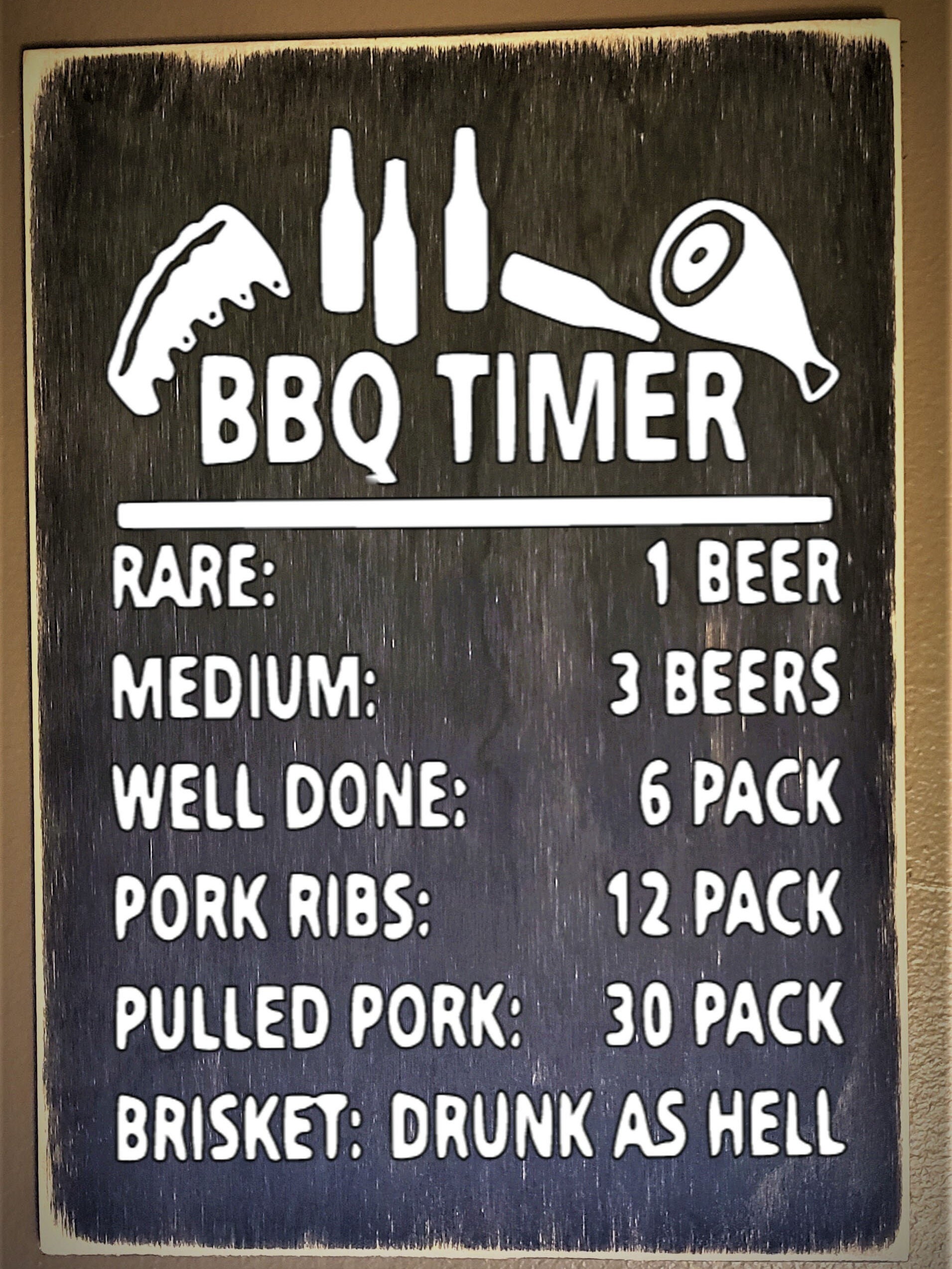 Brisket BBQ Timer - Grilling Sign - Funny BBQ Sign - Man Cave Sign ...