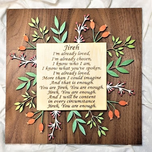 Jireh Decor - Jehovah Jireh - Beautiful Laser Cut 3D Floral Design - Christian Wall Art - Scripture Sign - Inspirational Decor