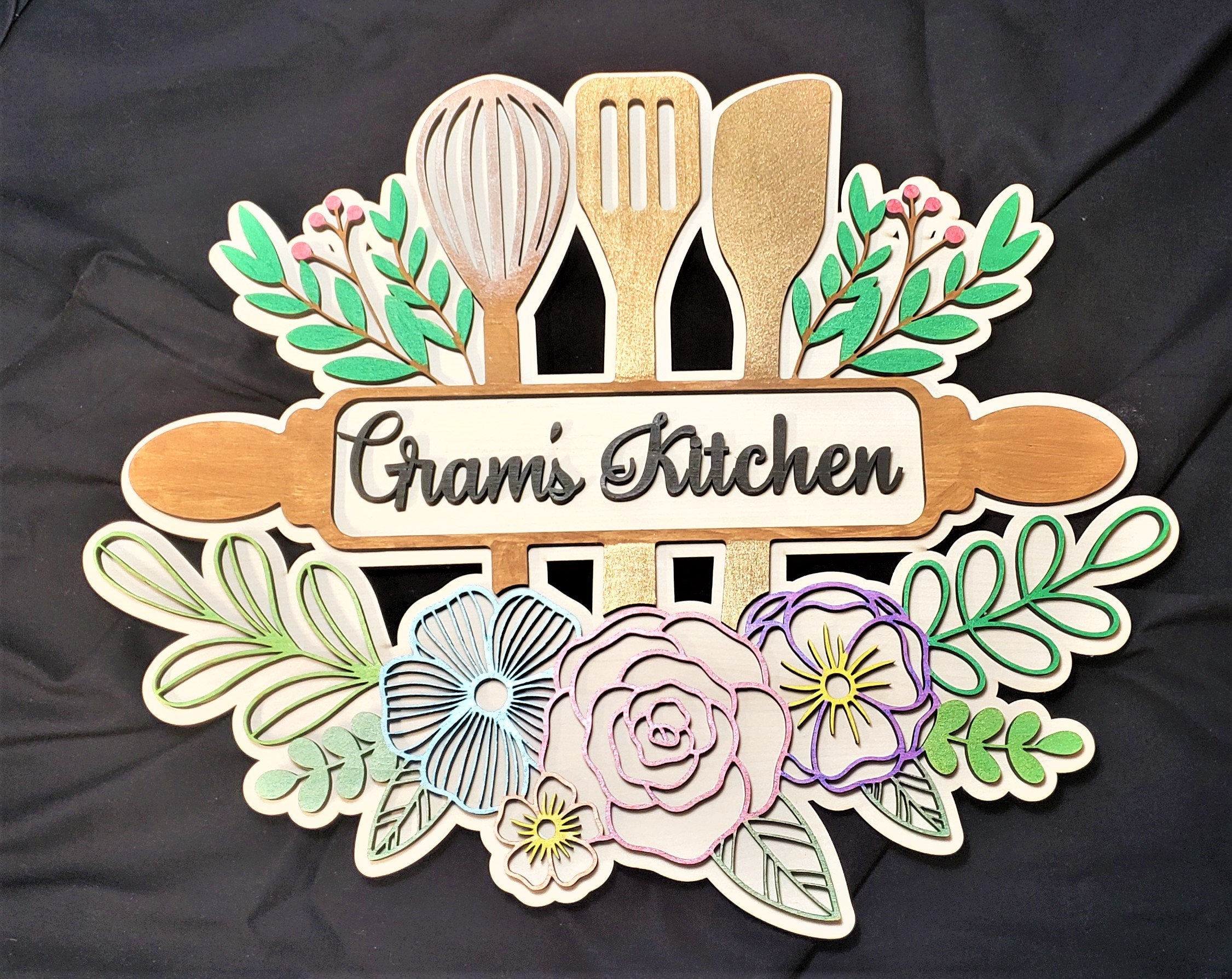 Personalized Wood Kitchen Sign - Laser Cut - Hand Painted - Custom ...