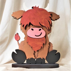 Highland Cow, Freestanding Highland Cow, Laser Cut, Hand Painted, Best Cow Lover Gift