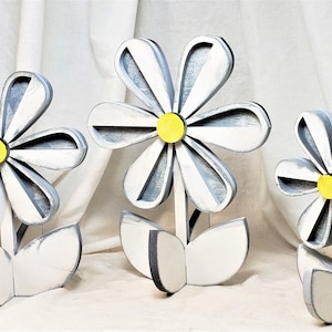 Daisy Decor - Tiered Tray - Shelf Sitter - Hand Painted - Laser Cut - 3 Dimensional Layered Decor