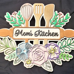 Personalized Wood Kitchen Sign - Laser Cut - Hand Painted - Custom Kitchen Sign - Kitchen Signs - Chef Decor - Cooking - Sign for Kitchen