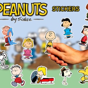 The PEANUTS Collection - 12 Sticker Pack - Individual Stickers Available - High Quality Vinyl - Charlie Brown, Linus, Lucy, Sally, Woodstock