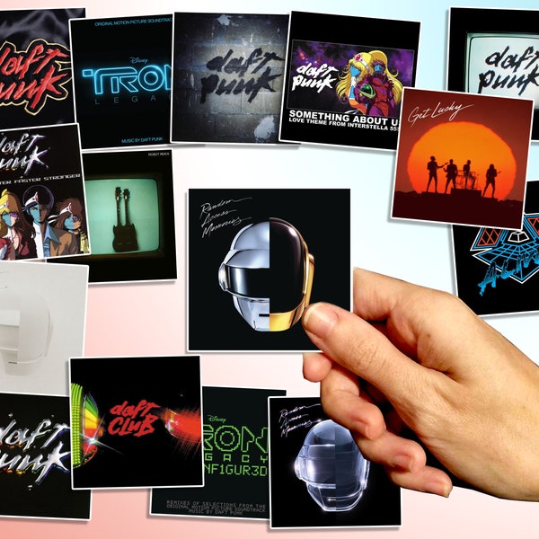 Daft Punk Album Cover Stickers - 2x2, 2.5x2.5, 3x3 - Individual or Full Set - Iconic Electronic Albums and More - Tron, Get Lucky, Discovery