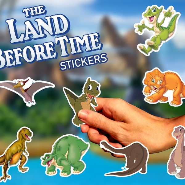 The Land Before Time - 9 Sticker Pack - Individual Stickers Available - High Quality Vinyl - Cera, Ducky, Littlefoot, Petrie, Spike, etc. .