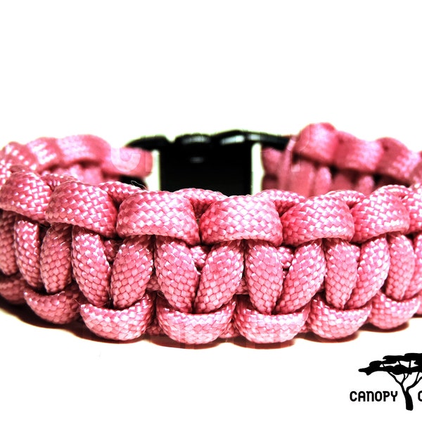 550 Paracord Survival Bracelet - Pink - Custom Size - Handcrafted - Great for Camping, Military, Police, Survival, Free Shipping - Gift Idea