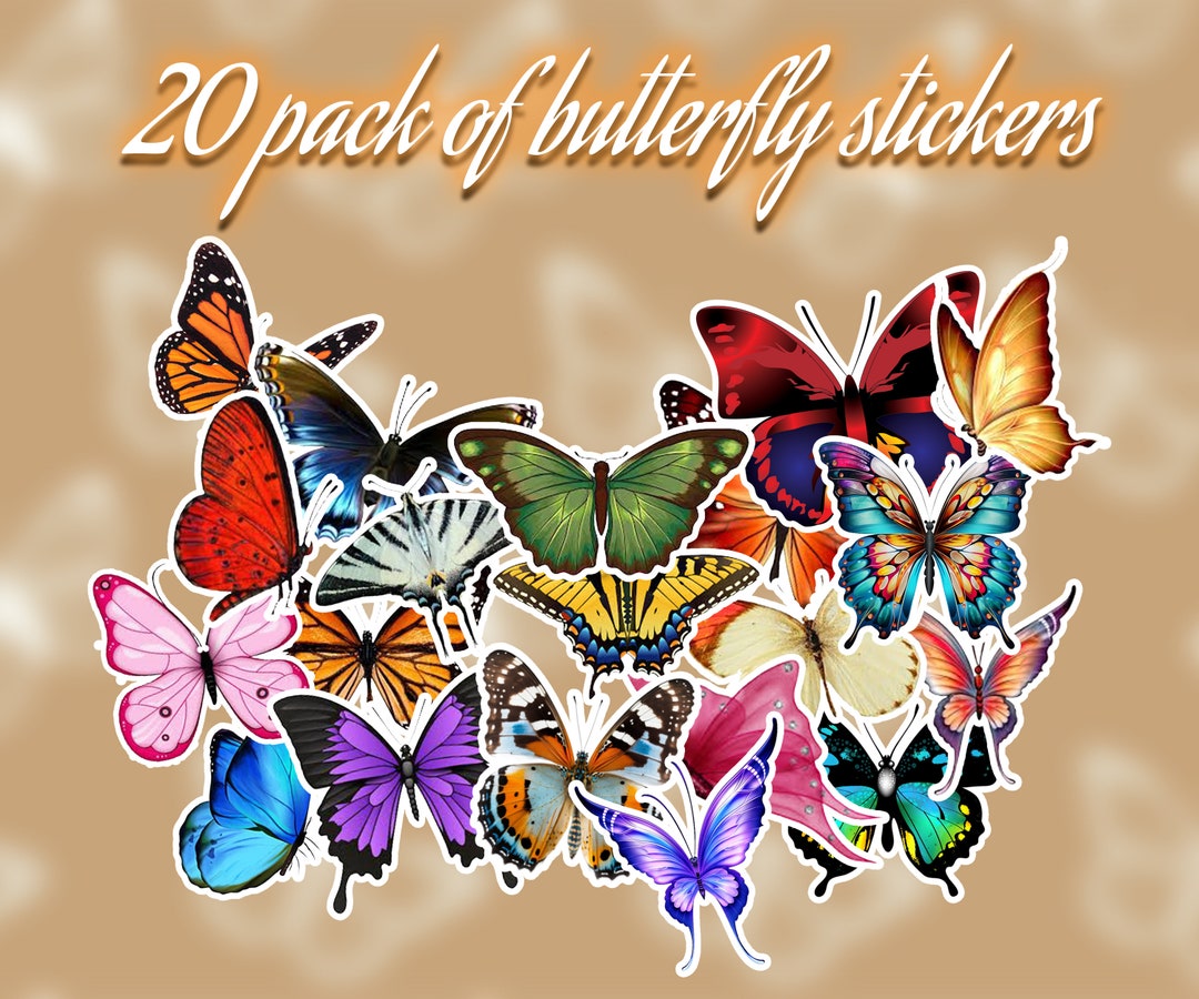 20 Pack Butterfly Vinyl Stickers 1.5 Inches, 2 Inches, & 2.5 Inches