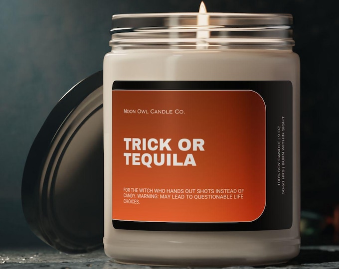 Trick Or Tequila Funny Halloween Candle - Peppered Passionfruit 9oz
