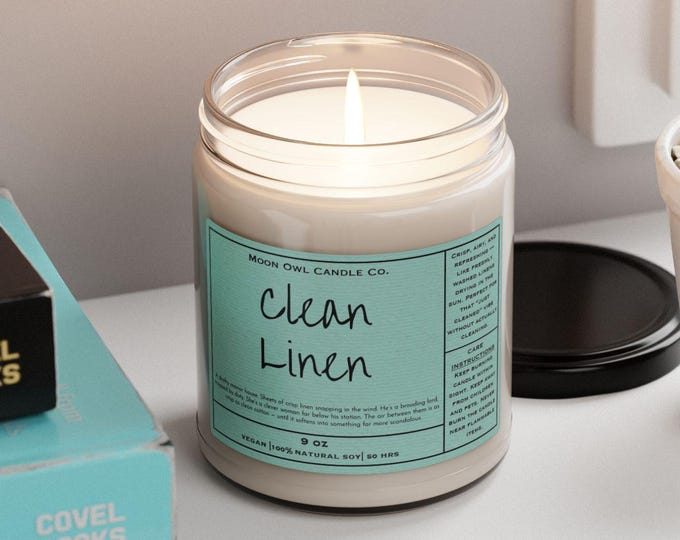 Regency Romance Soy Candle: Clean Cotton Scent, Book Lover Gift