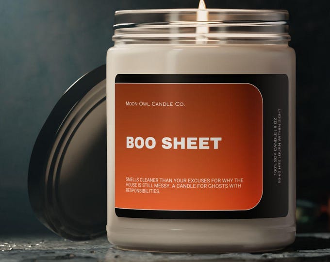 Boo Sheet Funny Halloween Candle - Clean Cotton 9oz