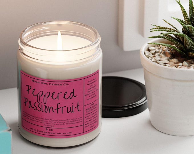 Peppered Passionfruit Soy Candle: Second Chance Romance, Book Lover Gift