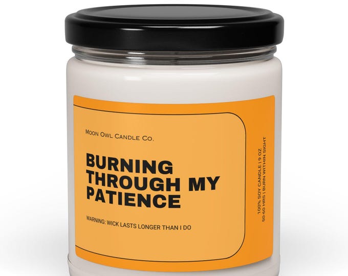 Sarcastic 'Burning Through My Patience' Soy Candle: Funny Coworker Gift