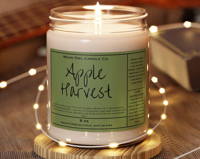 Apple Harvest Soy Candle: Cozy Orchard Romance, Bookish Gift