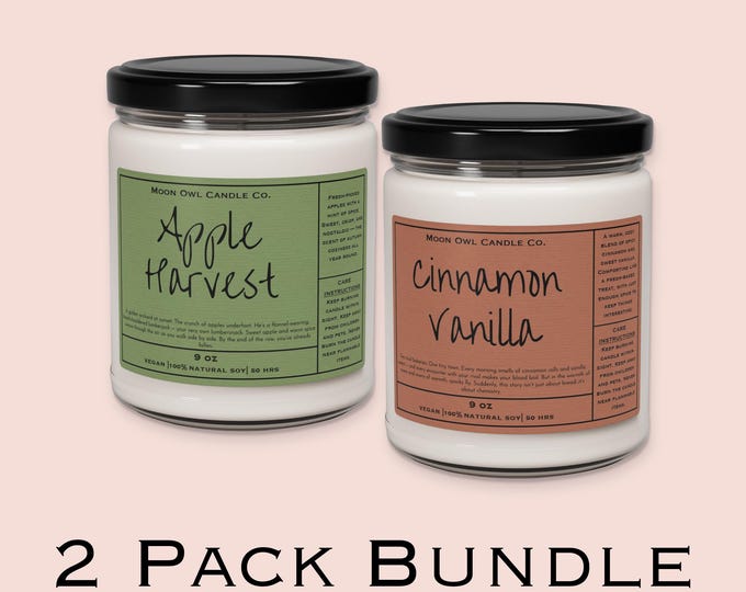Romance Reader Candle Gift Set: Cozy Bookish Soy Candles | Apple Harvest and Cinnamon Vanilla