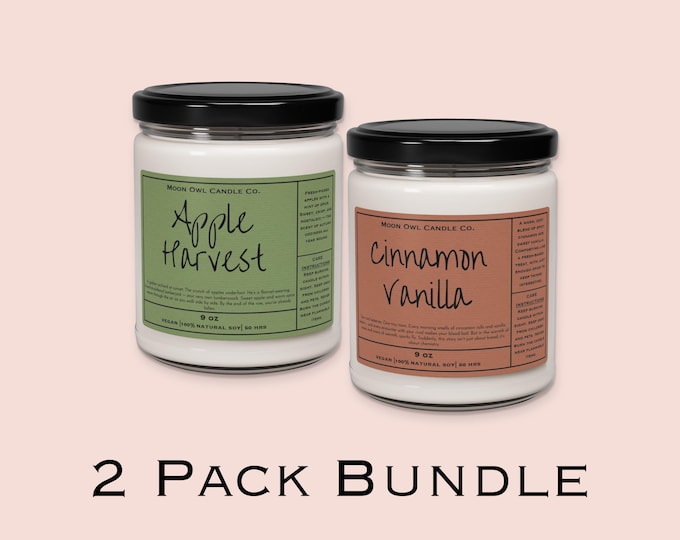 Romance Candle Gift Set | Cozy Romance Bundle Pack (2-Pack) | Bookish Candle Bundle, Romance Reader Gift, BookTok Merch