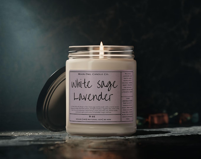 Fairy & Warrior Candle | White Sage + Lavender | Romantasy Candle, Fantasy Romance Gift, Bookish Candle