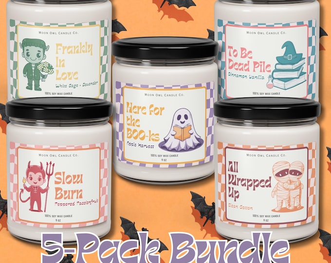 Pastel Halloween Soy Candle Set: Spooky Romance Book Lover Gift