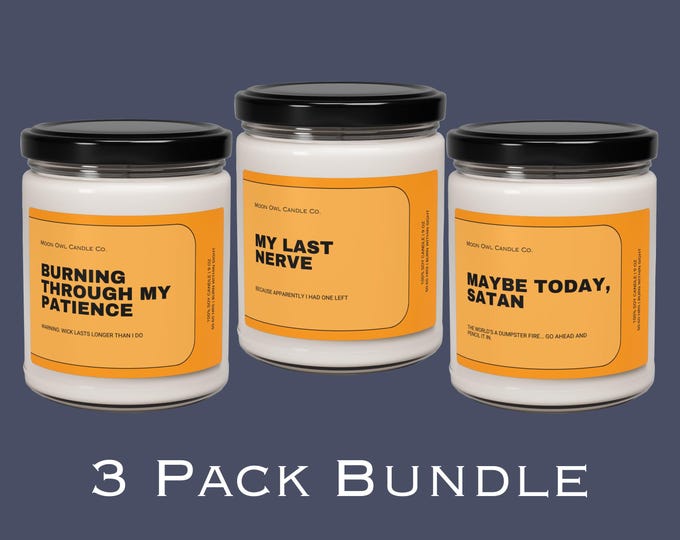 Funny Candle Gift Set – Work Life Survival Kit (3-Pack) | Sarcastic Candle Bundle, Coworker Gag Gift, Funny Gift for Friends