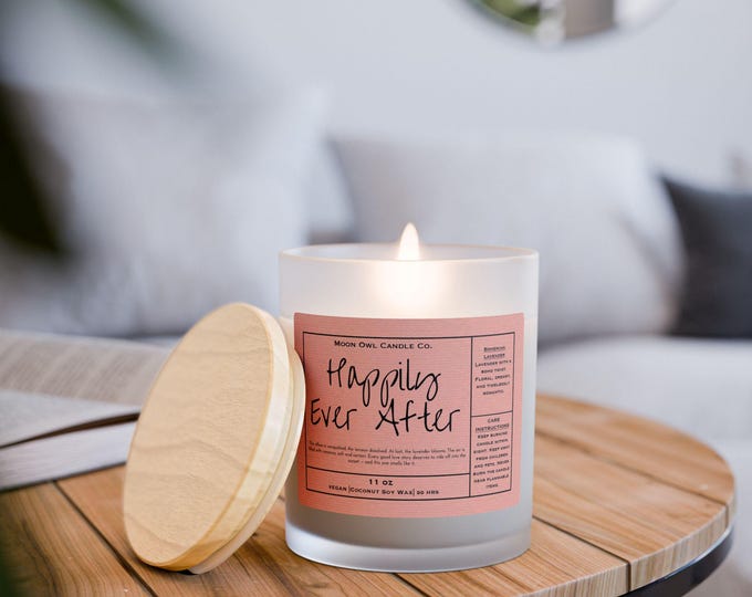 Happily Ever After Candle | Bohemian Lavender | Romance Book Candle, Book Lover Gift, Book Club Candle