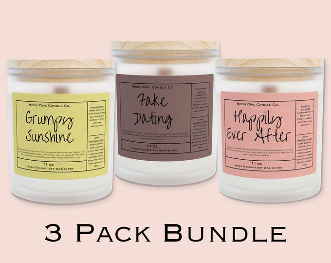 Romance Candle Gift Set | Trope Starter Pack (3-Pack) | Bookish Candle Bundle, Romance Reader Gift, BookTok Merch