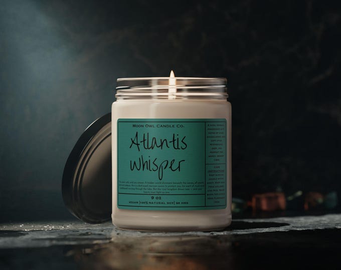 Romantasy Candle | Atlantis Whisper | Fantasy Romance Candle, Book Lover Gift, BookTok Romance Candle