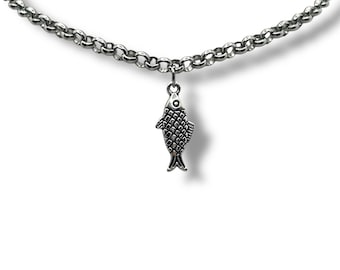 Silver Sardine Fish Necklace: Handmade Minimalist Charm Pendant