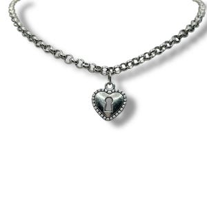 Collana a forma di cuore retrò Y2k: ciondolo in argento fatto a mano, lunghezza regolabile