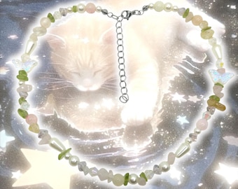 Gargantilla de piedras preciosas hecha a mano estilo Fairycore