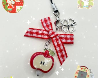 Handmade Lucky Apple Phone Charm, Kawaii Bag Accessory
