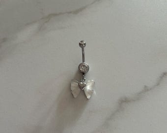 14G 316L Surgical Steel Bar Coquette Style Belly Naval Ring