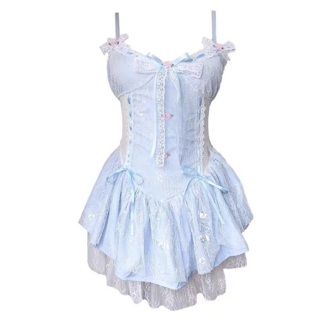 Vestido Babydoll Azul - Etsy España Vestido Babydoll Azul - Etsy España
